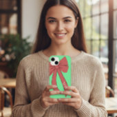 Green Custody with Red Wine Bow and Personalized Case-Mate iPhoneケース