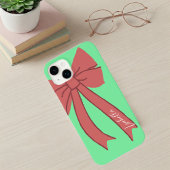 Green Custody with Red Wine Bow and Personalized  Case-Mate iPhoneケース