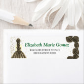 Green Custom Quinceañera Address Label ラベル (インサイチュ)