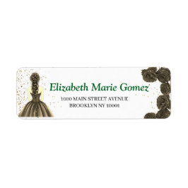 Green Custom Quinceañera Address Label ラベル
