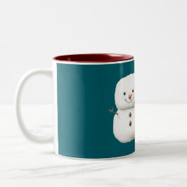Green Cute Christmas Snowman ツートーンマグカップ