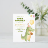 Green cute crocodile baby shower 招待状 (スタンド正面)