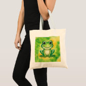 Green cute frog トートバッグ (正面(商品))