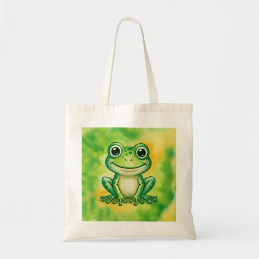 Green cute frog トートバッグ (正面)