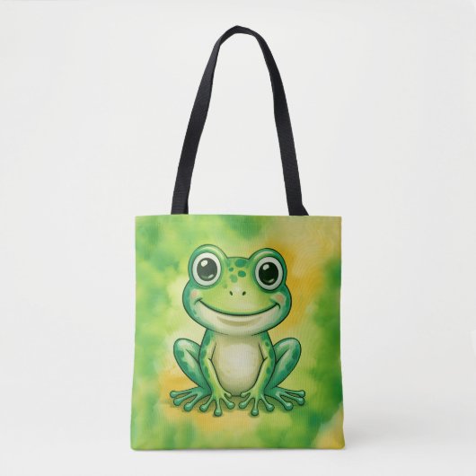 Green cute frog トートバッグ (正面)
