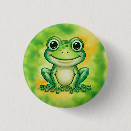Green cute frog 缶バッジ