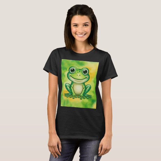 Green cute frog tシャツ (正面フル)