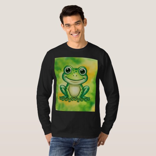 Green cute frog tシャツ (正面フル)