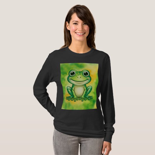 Green cute frog tシャツ (正面フル)