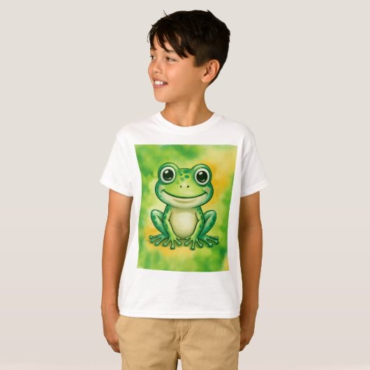 Green cute frog tシャツ (正面フル)