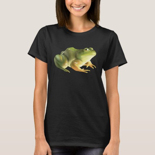 Green cute little toad frog tシャツ (正面)