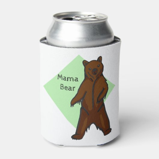 Green Cute Woodland Animal Mama Bear 缶クーラー (缶正面)