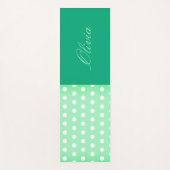Green-cyan Poka Dot ヨガマット (正面)
