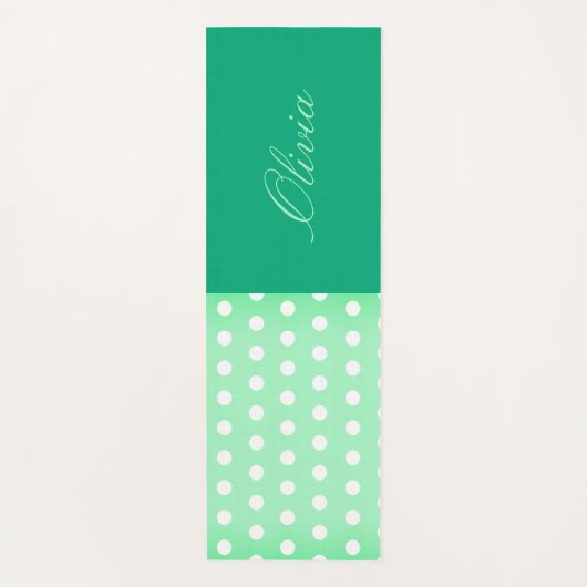 Green-cyan Poka Dot ヨガマット (正面)