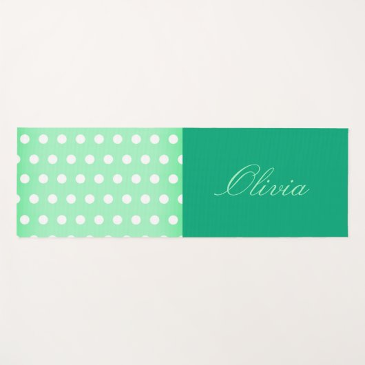 Green-cyan Poka Dot ヨガマット (正面(横))