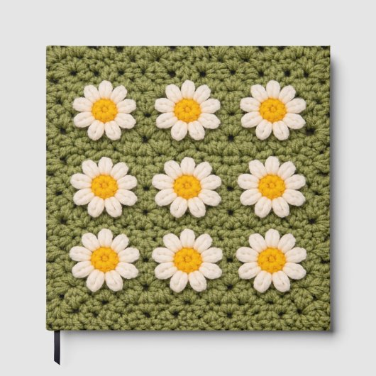 Green Daisy Granny Square Crochet Pattern Floral ゲストブック (正面)