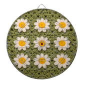 Green Daisy Granny Square Crochet Pattern Floral ダーツボード (正面)