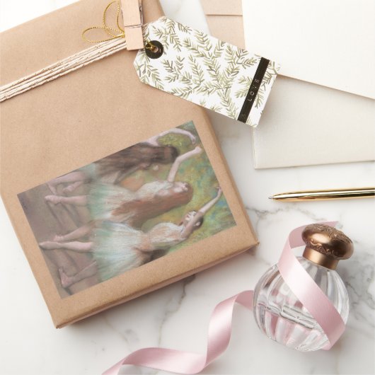 Green Dancers by Edgar Degas, ヴィンテージ・バレエ・アート 長方形シール (ギフト)