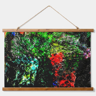 Green dark texture Wood Topped Wall Tapestry,Happy 吊り下げ型タペストリー