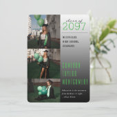 Green Dark To Light引用文写真モダン卒業 案内状 (スタンド正面)