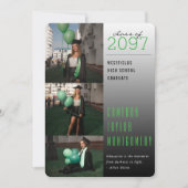 Green Dark To Light引用文写真モダン卒業 案内状 (正面)