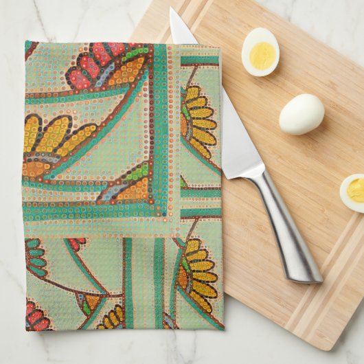 Green Dash Kitchen Towel キッチンタオル (四つ折り)