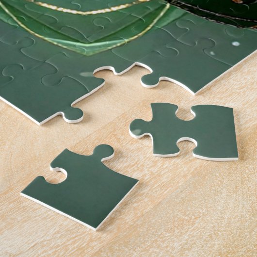 Green Decorative Floral Jigsaw Puzzle ジグソーパズル (側面)
