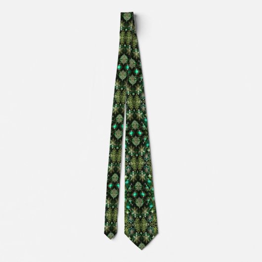 Green Decorative Ornaments Holiday Neck Tie ネクタイ (裏面)