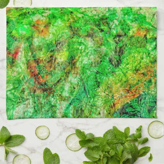 Green deep abstract kitchen towels,Green dazzling  キッチンタオル (折り畳み)