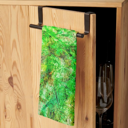 Green deep abstract kitchen towels,Green dazzling  キッチンタオル (三つ折り)