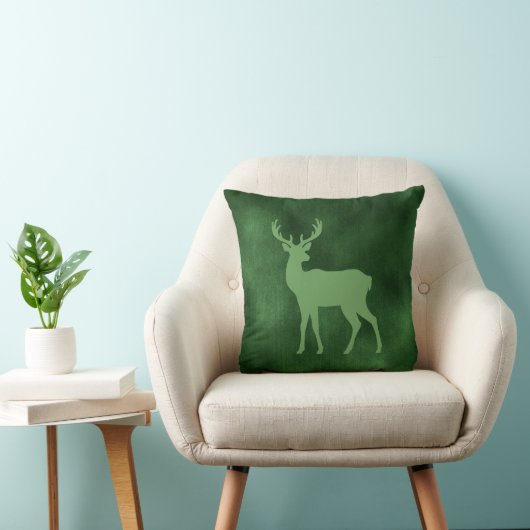 Green Deer Shape On Faux Green Velvet Texture クッション (椅子)