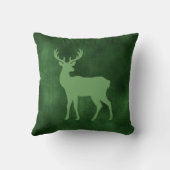 Green Deer Shape On Faux Green Velvet Texture クッション (裏面)