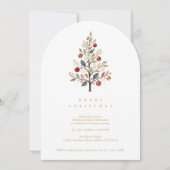 Green Delicate Simple Chic Winter Christmas Tree 招待状 (正面)