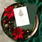 Green Delicate Simple Chic Winter Christmas Tree 招待状