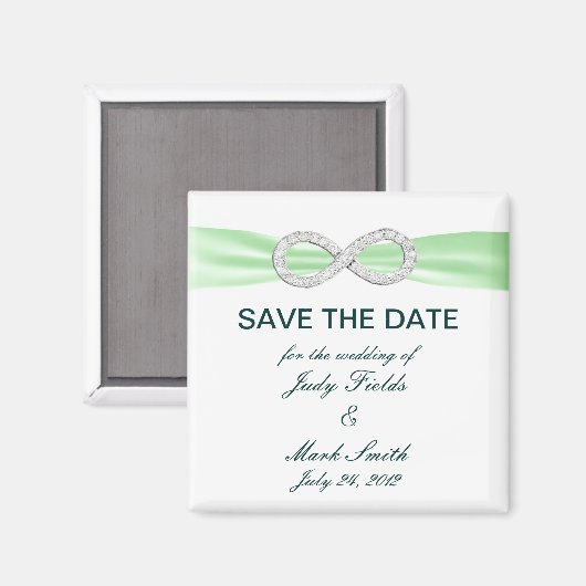 Green Diamond Infinity Save The Date Magnet マグネット (正面/裏面)