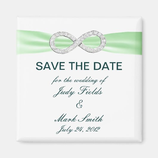 Green Diamond Infinity Save The Date Magnet マグネット (正面)