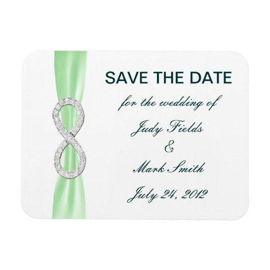Green Diamond Infinity Save The Date Magnet マグネット (横)
