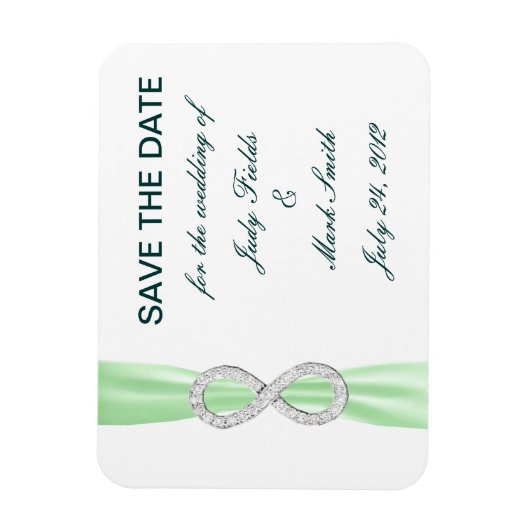 Green Diamond Infinity Save The Date Magnet マグネット (縦)