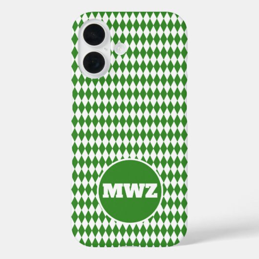 Green Diamond Monogram iPhone Case Case-Mate iPhoneケース (裏面)