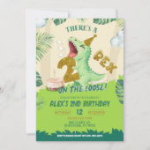 Green Dino Theme Two Rex On The Loose 2nd Birthday 招待状 (正面)