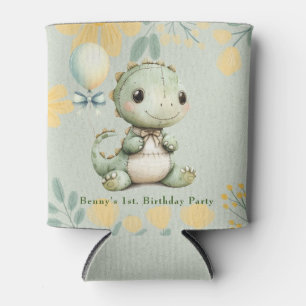 Green Dinosaur 1st Birthdayパーティー 缶クーラー