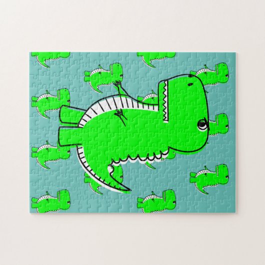 Green Dinosaur Drawing ジグソーパズル (横)