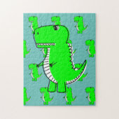 Green Dinosaur Drawing ジグソーパズル (縦)