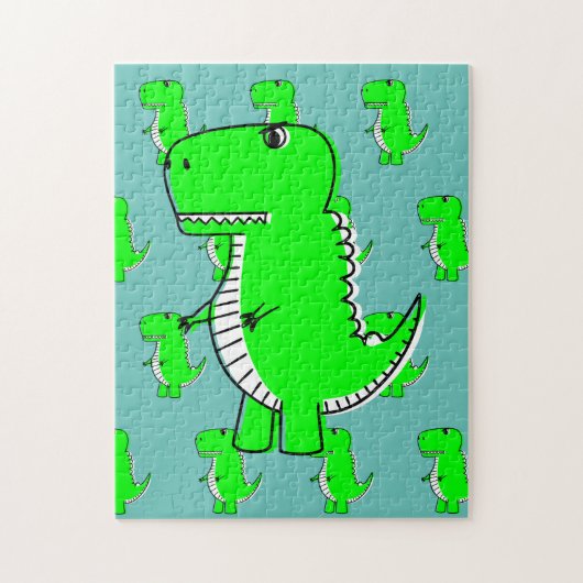 Green Dinosaur Drawing ジグソーパズル (縦)