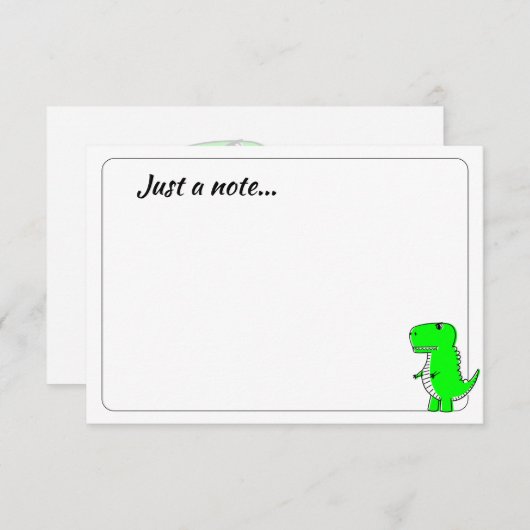 Green Dinosaur Drawing Custom Just a Note ノートカード (正面/裏面)
