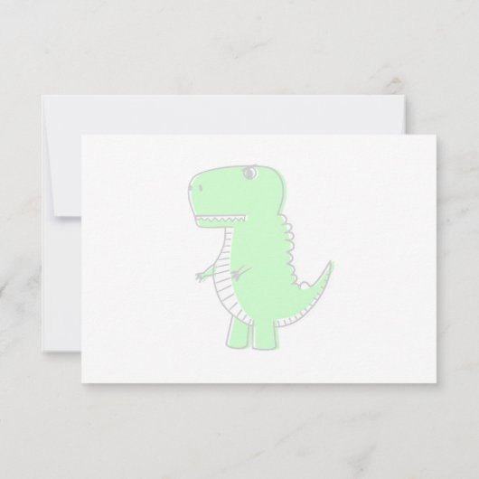 Green Dinosaur Drawing Custom Lined Monogram ノートカード (裏面)