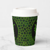 Green Dinosaur Hide Happy Birthday!  紙コップ (左)