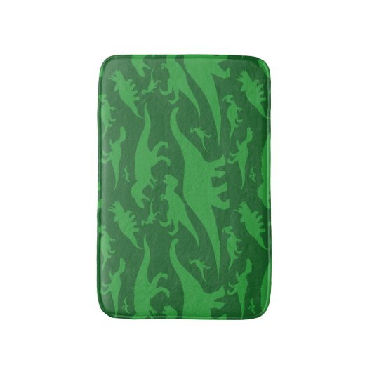 Green Dinosaur Pattern  バスマット (正面縦)