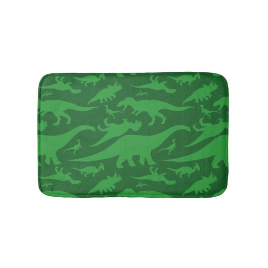 Green Dinosaur Pattern  バスマット (正面)