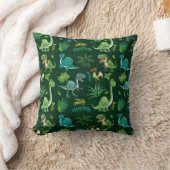 Green Dinosaur Print Decorative Pillow クッション (ブランケット)